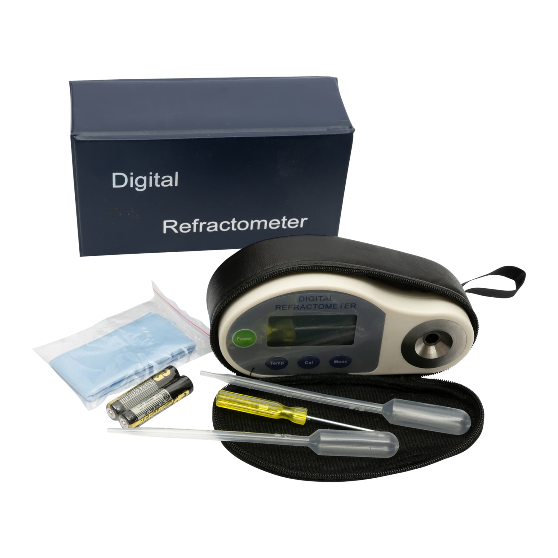Honigrefraktometer digital Brix-Skala: 58-92% Baume: 38-43 Wasser/Honigfeuchte: 13-25% Brechungsindex: 1.4370 - 1.5233 mit digitalen LCD-Display