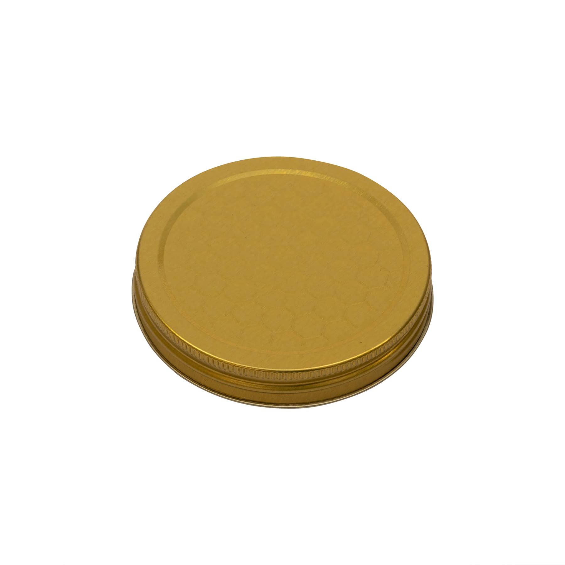 Schraubdeckel metall  für 500 g Glas (Weißblech gold lackiert) mit geprägtem Wabenmuster 80/15 mm